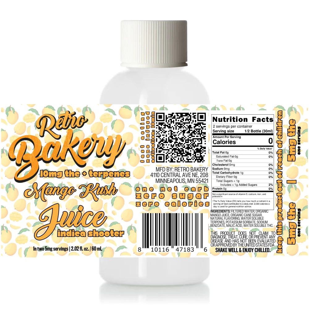 Retro Bakery 10MG THC SHOT - MANGO KUSH JUICE - INDICA