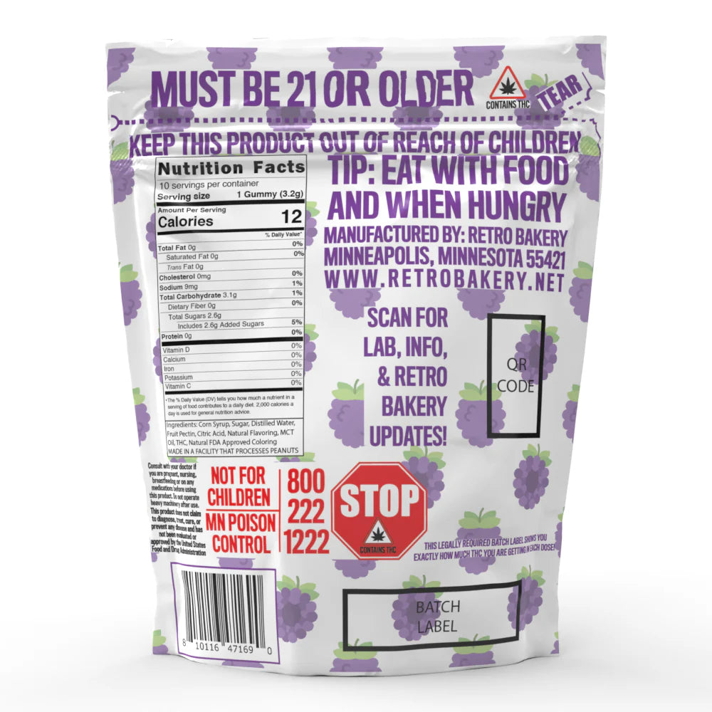 Retro Bakery 50MG FAST ACTING VEGAN THC GUMMY BITZ - VERY BERRY GRAPE