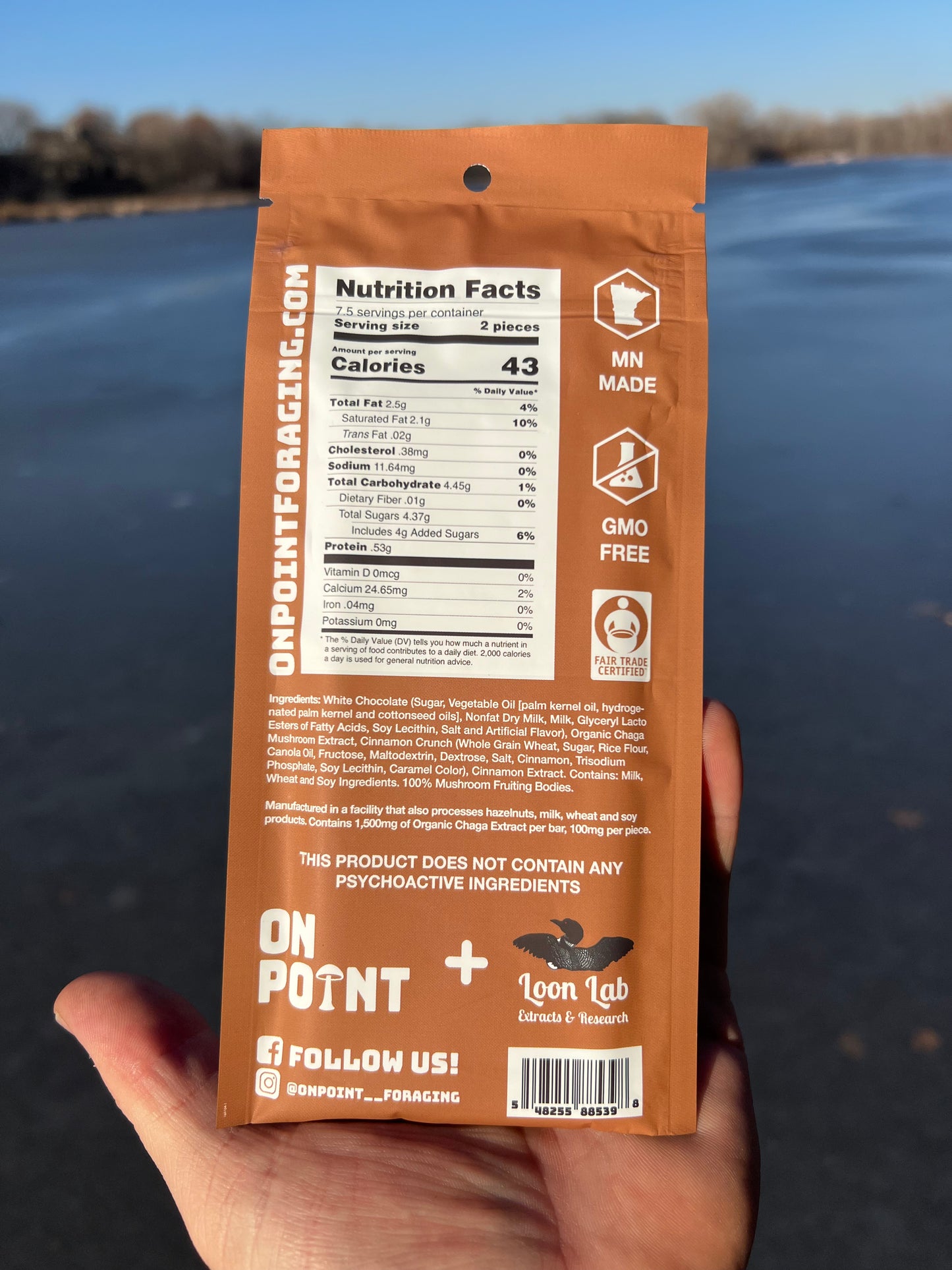 ON POINT Chaga Cinnamon Roll Crunch Overall Health Bar