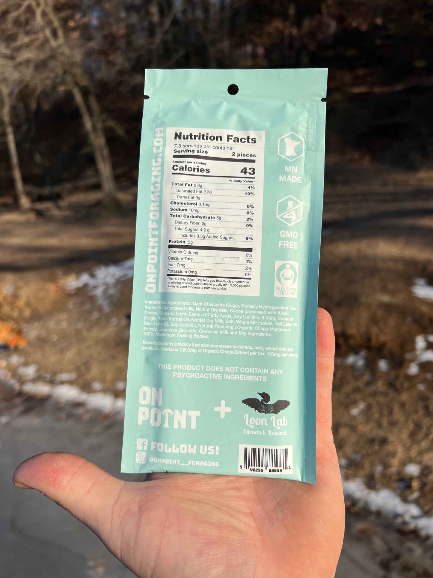 ON POINT Chaga Dark Chocolate Salted Caramel Overall Health Bar