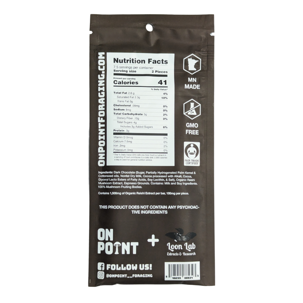 ON POINT Dark Chocolate Espresso Anti-Anxiety Reishi Bar