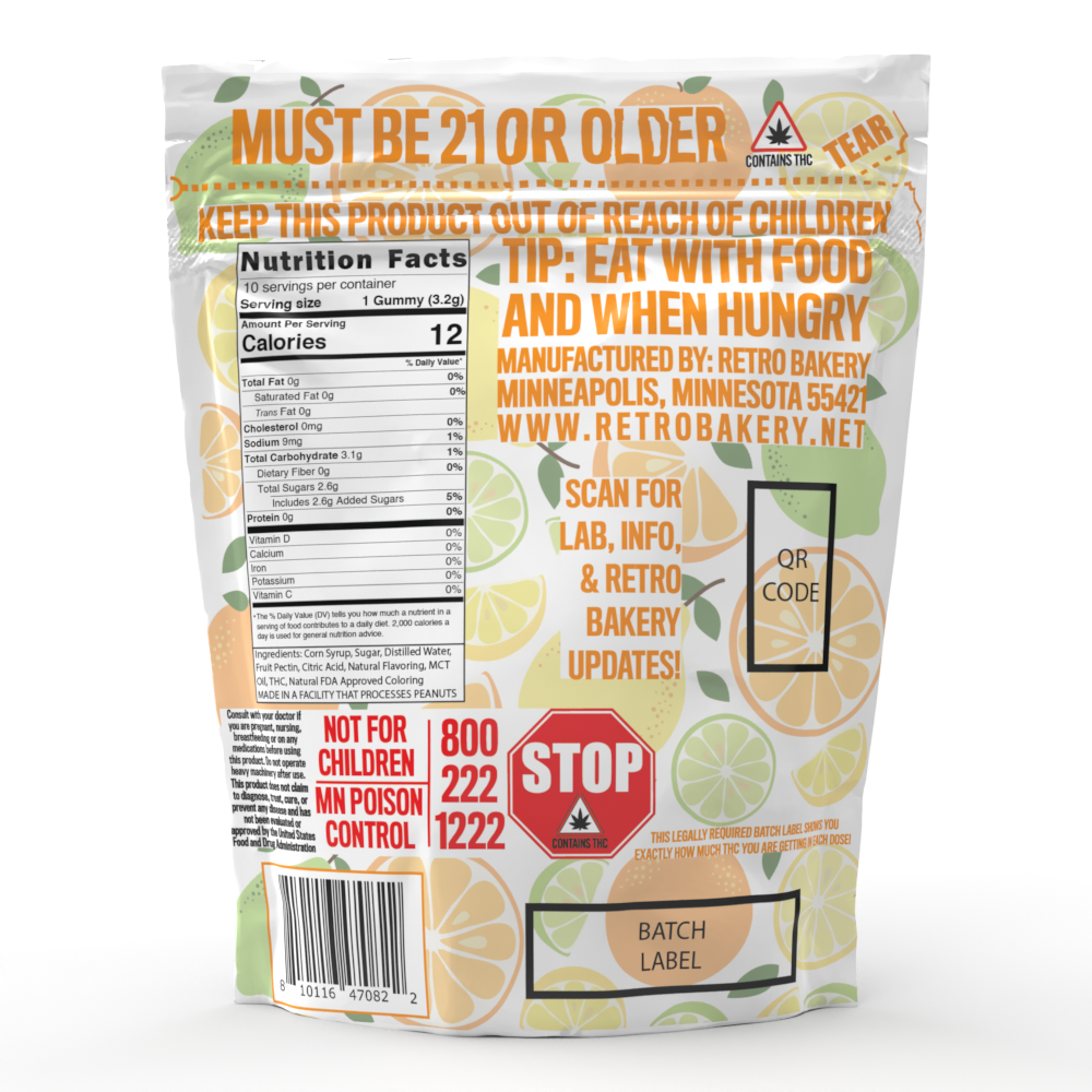 Retro Bakery 50MG FAST ACTING VEGAN THC GUMMY BITZ - CITRUS PUNCH