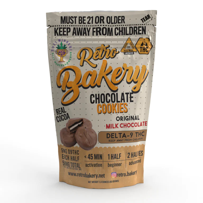 Retro Bakery 50MG THC CHOCOLATE COVERED COOKIES - 5 PACK