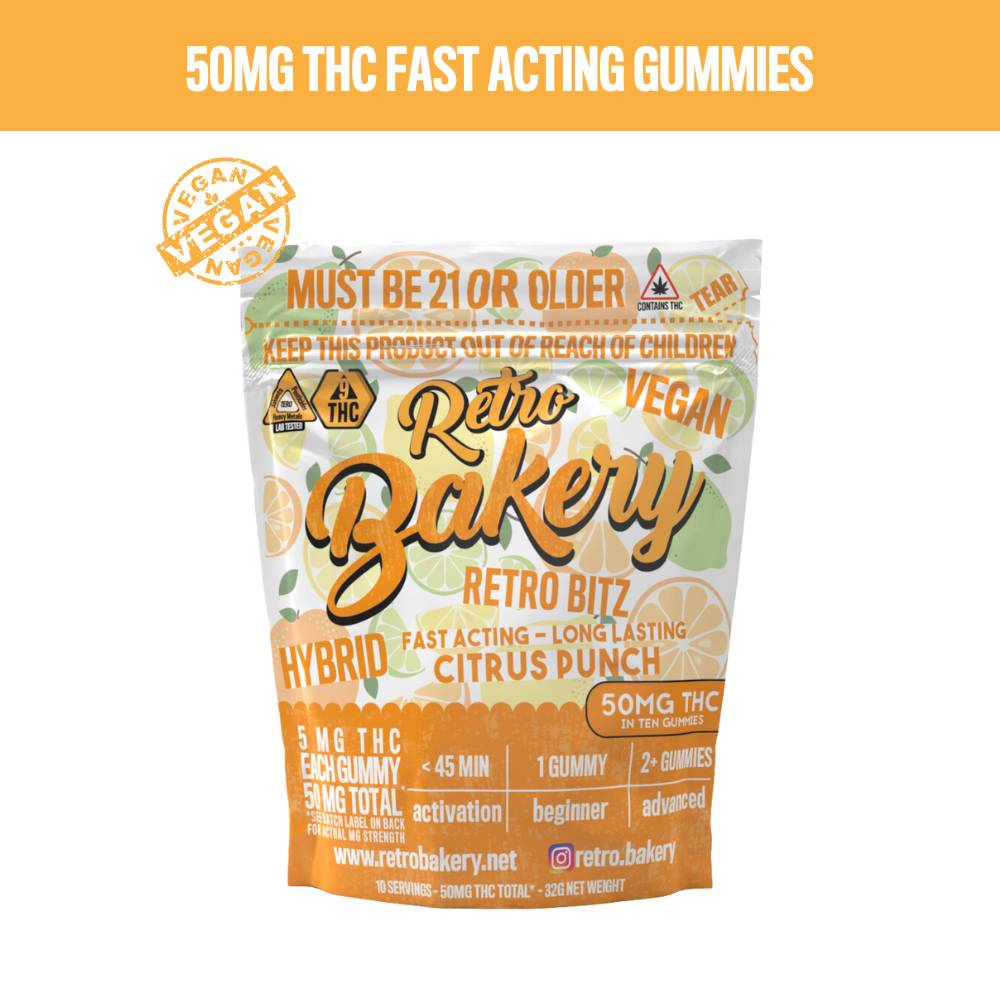 Retro Bakery 50MG FAST ACTING VEGAN THC GUMMY BITZ - CITRUS PUNCH
