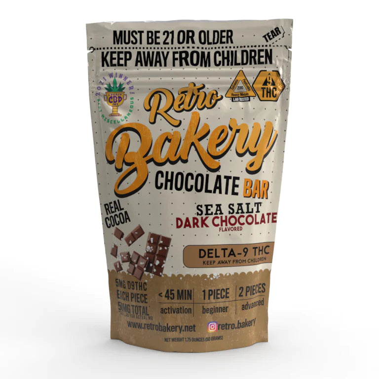Retro Bakery 50MG THC DARK CHOCOLATE BAR - 10 PIECES