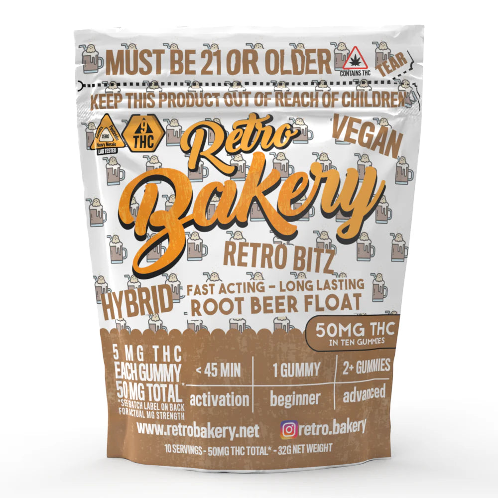 Retro Bakery 50MG FAST ACTING VEGAN THC GUMMY BITZ - ROOT BEER FLOAT