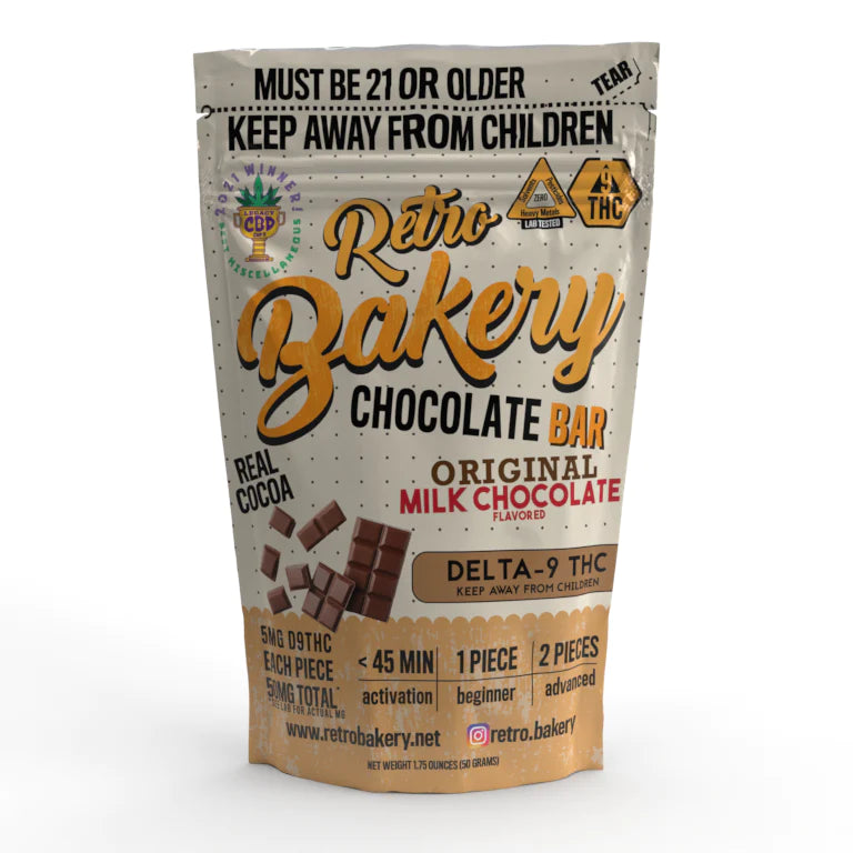 Retro Bakery 50MG THC MILK CHOCOLATE BAR - 10 PIECES