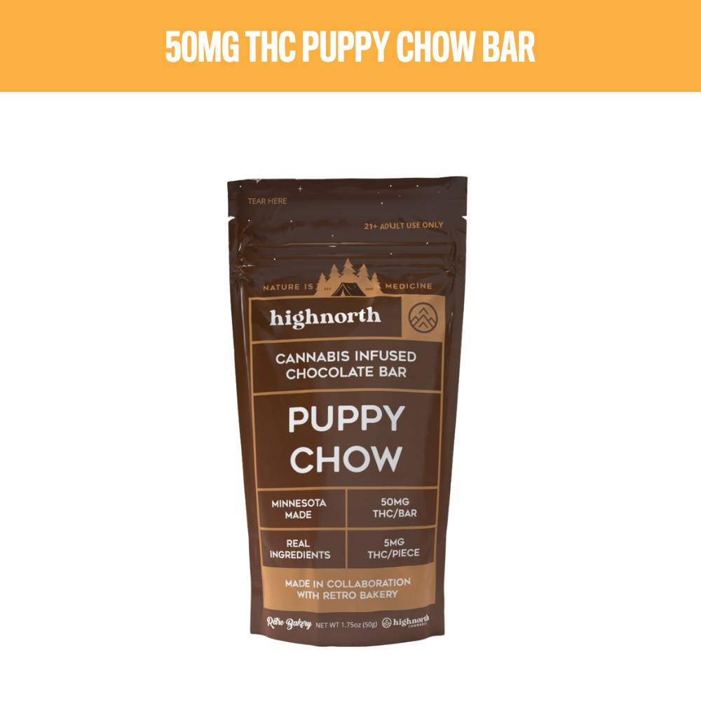 Highnorth 50MG THC PEANUT BUTTER PUPPY CHOW MILK CHOCOLATE BAR - 10 PIECES