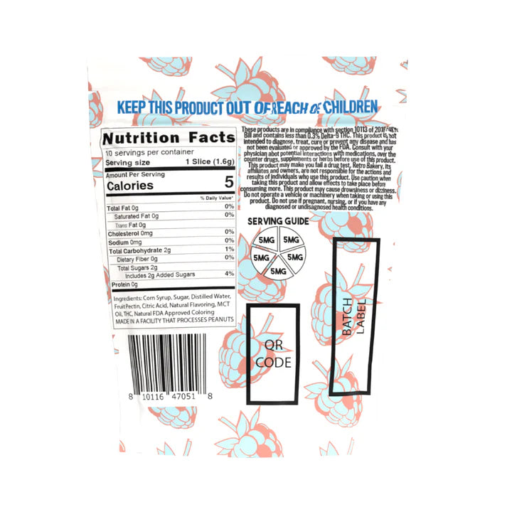 Retro Bakery 50MG FAST ACTING VEGAN THC GUMMY WHEELS - BLUE RASPBERRY