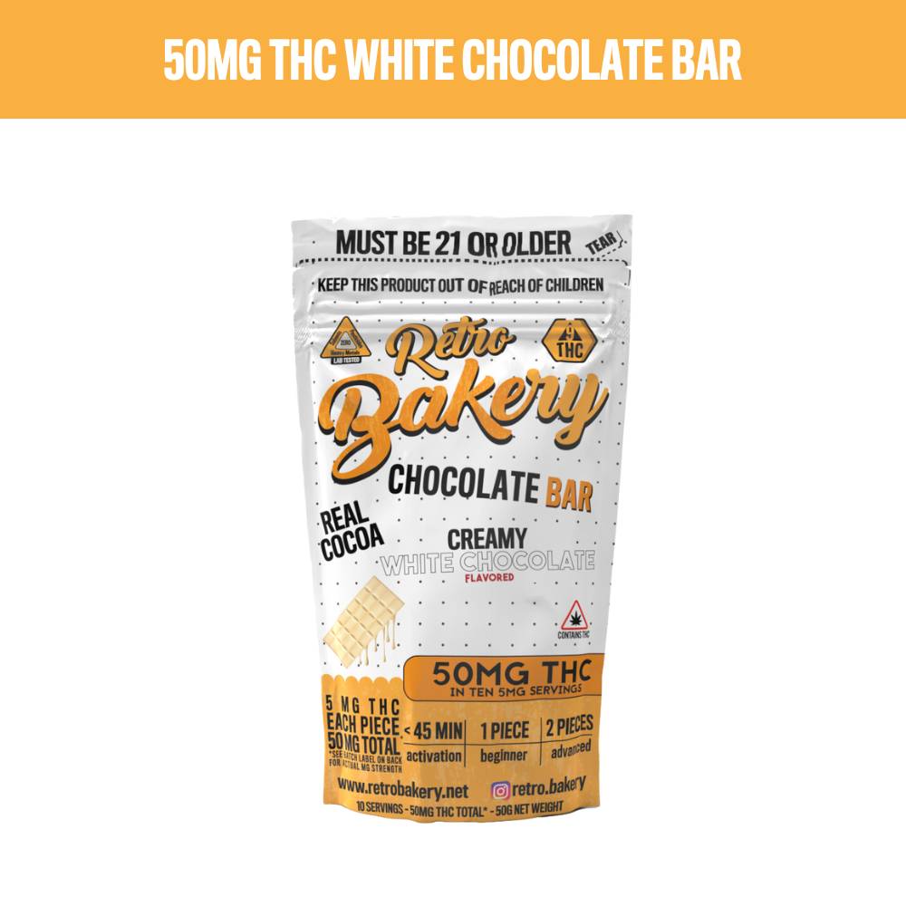 Retro Bakery 50MG CREAMY WHITE CHOCOLATE BAR - 10 PIECES