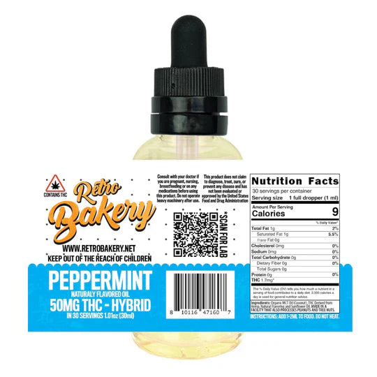 Retro Bakery- 50MG THC EDIBLE OIL - 30 DOSES - PEPPERMINT HYBRID