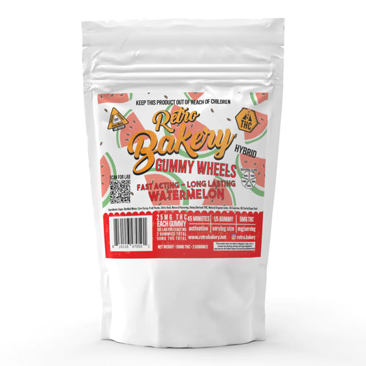 Retro Bakery 50MG FAST ACTING VEGAN THC GUMMY WHEELS - WATERMELON