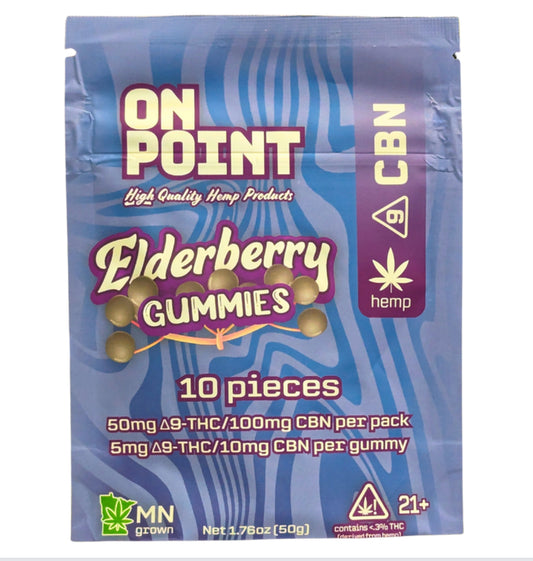 On Point  HEMP DERIVED Delta 9 THC+CBN+CBD Elderberry Gummies