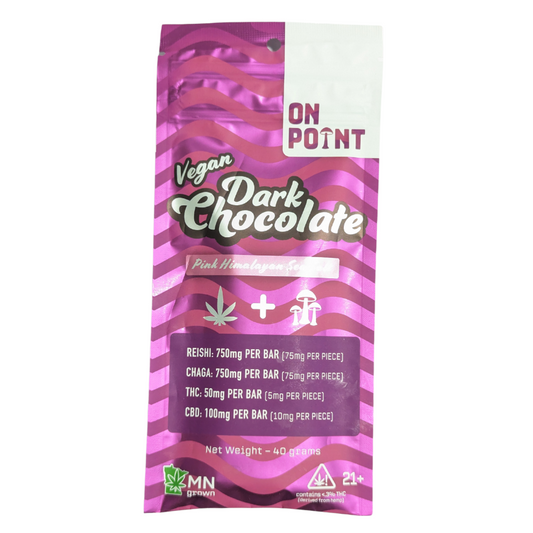 On Point Dark Chocolate Sea Salt THC and Fungi bar