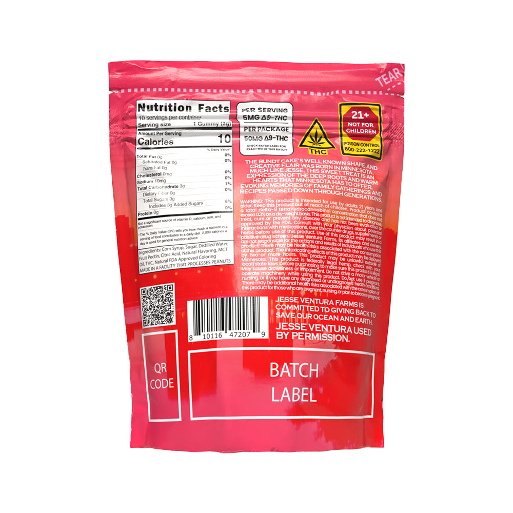 STRAWBERRY BUNDT CAKE VEGAN GUMMIES - 10PK 50MG THC