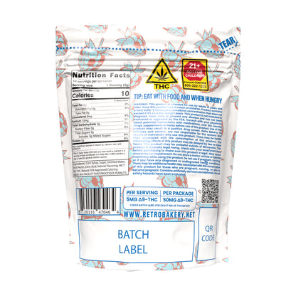 Retro Bakery 50MG FAST ACTING VEGAN THC GUMMY BITZ - BLUE RASPBERRY