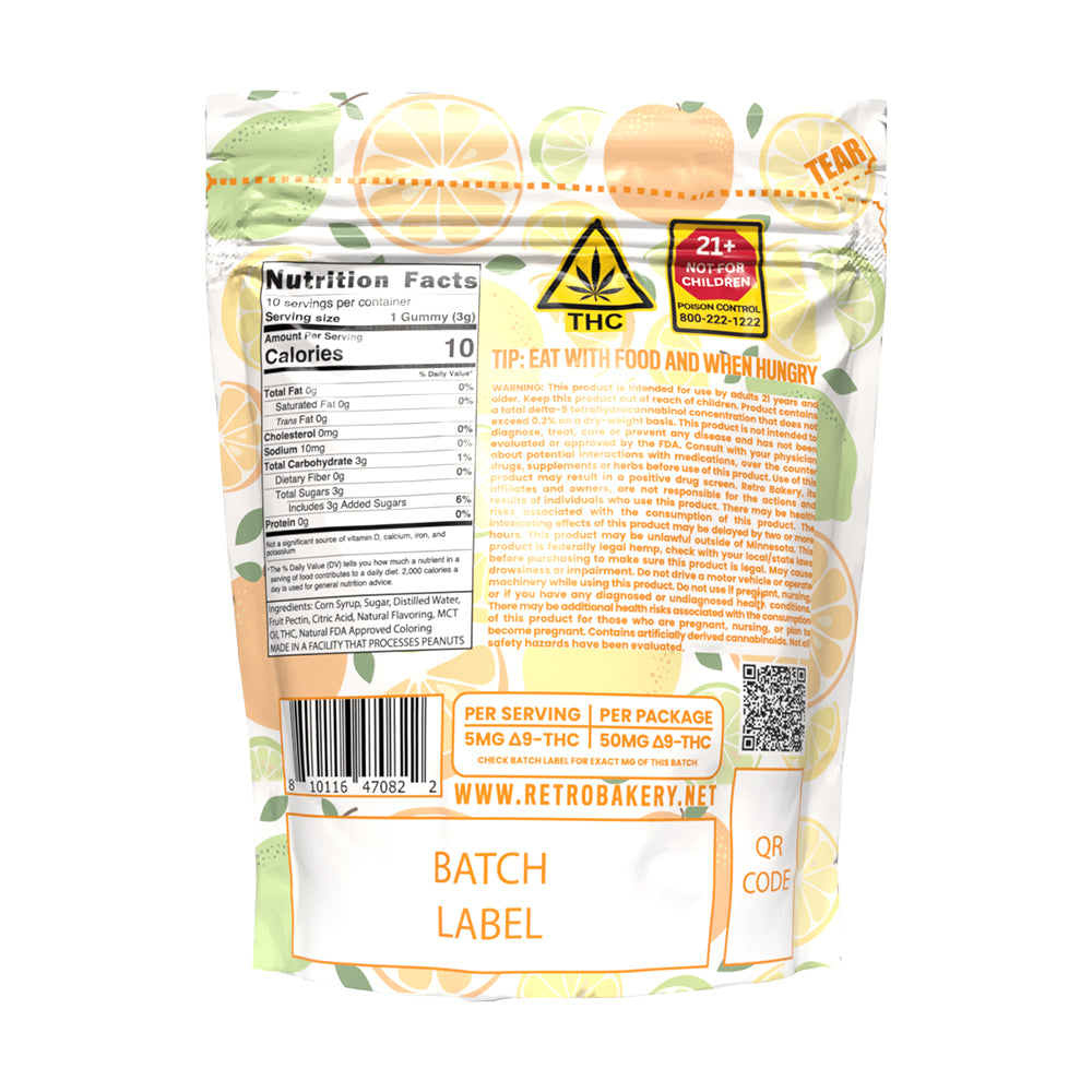 Retro Bakery 50MG FAST ACTING VEGAN THC GUMMY BITZ - CITRUS PUNCH