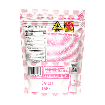 Retro Bakery 50MG FAST ACTING VEGAN THC GUMMY BITZ - SOUR PINK LEMONADE