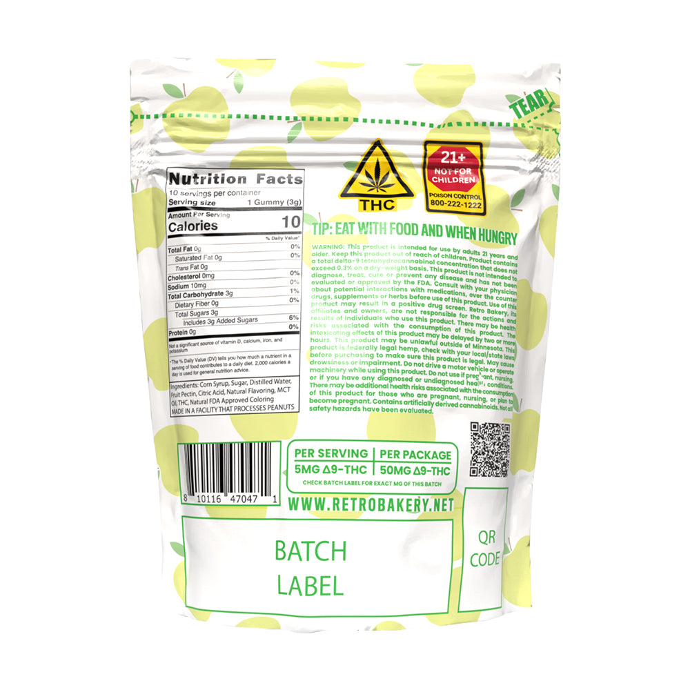 Retro Bakery 50MG FAST ACTING VEGAN THC GUMMY BITZ - SOUR APPLE