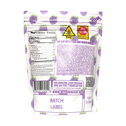 Retro Bakery 50MG FAST ACTING VEGAN THC GUMMY BITZ - VERY BERRY GRAPE