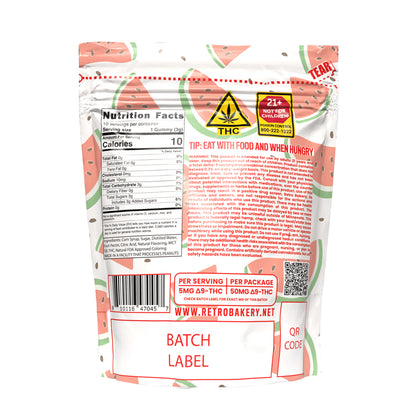 Retro Bakery 50MG FAST ACTING VEGAN THC GUMMY BITZ - WATERMELON