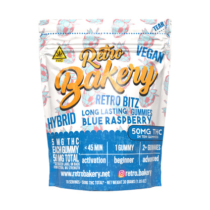 Retro Bakery 50MG FAST ACTING VEGAN THC GUMMY BITZ - BLUE RASPBERRY