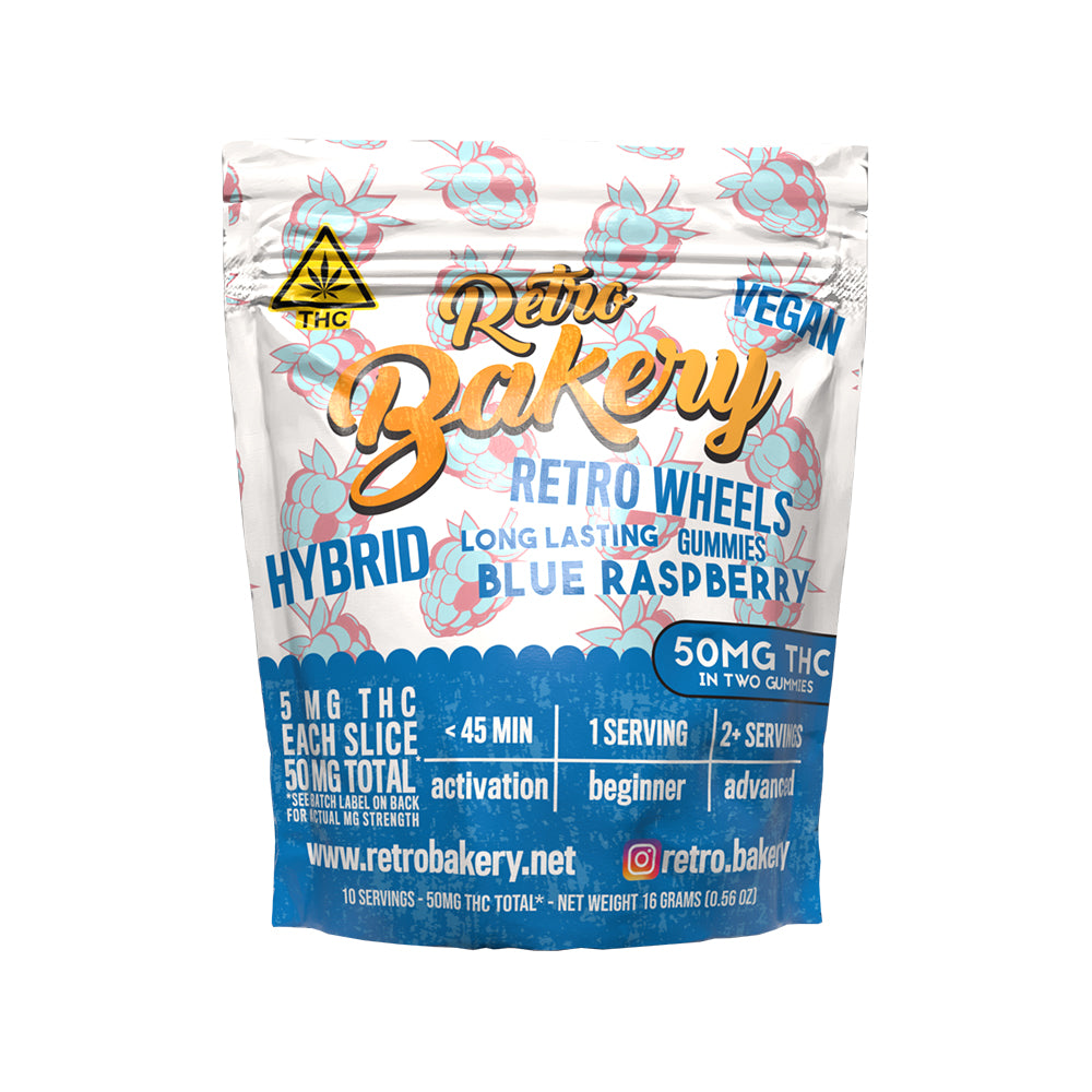 Retro Bakery 50MG FAST ACTING VEGAN THC GUMMY WHEELS - BLUE RASPBERRY