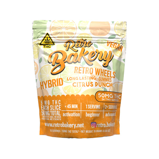 Retro Bakery 50MG FAST ACTING VEGAN THC GUMMY WHEELS - CITRUS PUNCH