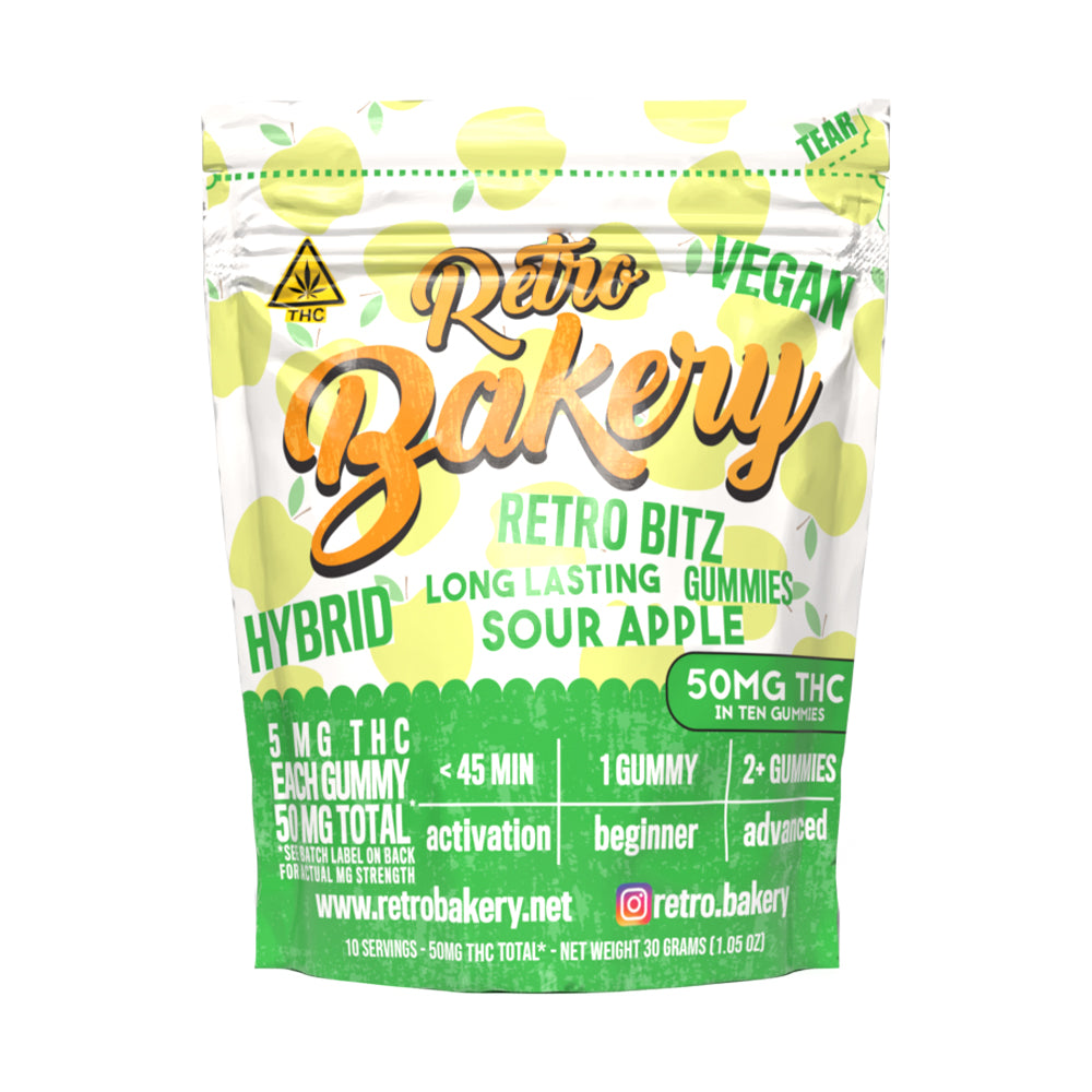 Retro Bakery 50MG FAST ACTING VEGAN THC GUMMY BITZ - SOUR APPLE