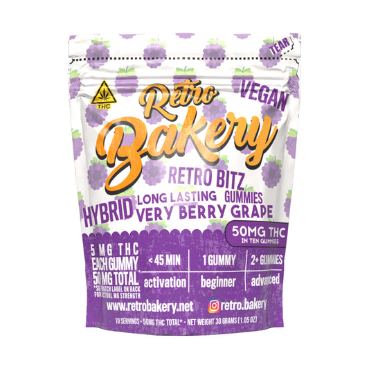 Retro Bakery 50MG FAST ACTING VEGAN THC GUMMY BITZ - VERY BERRY GRAPE