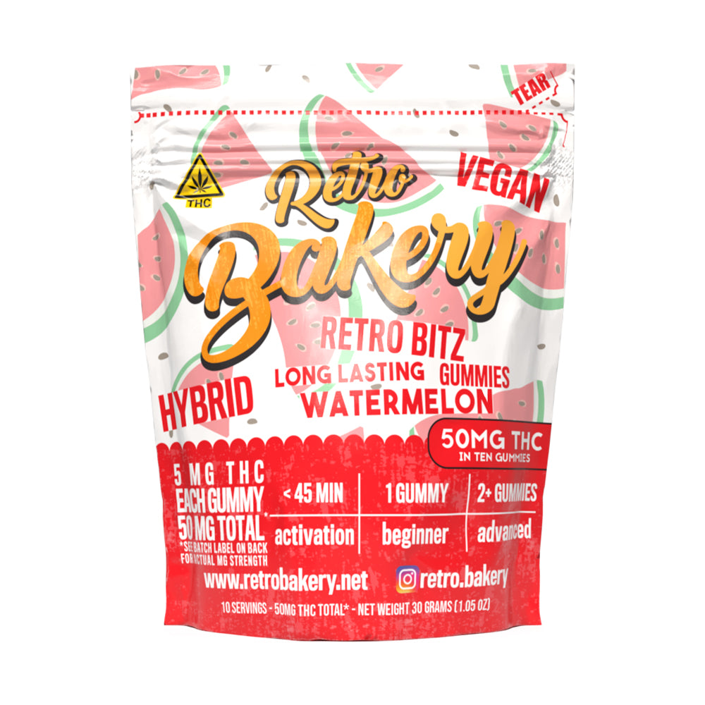 Retro Bakery 50MG FAST ACTING VEGAN THC GUMMY BITZ - WATERMELON