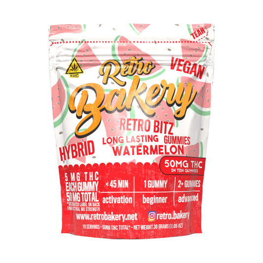 Retro Bakery 50MG FAST ACTING VEGAN THC GUMMY BITZ - WATERMELON