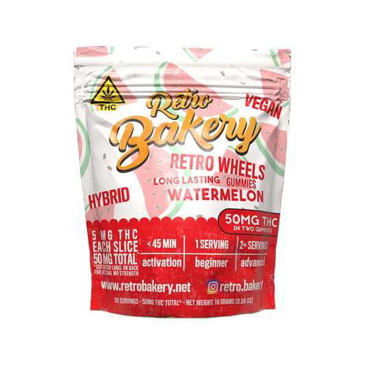 Retro Bakery 50MG FAST ACTING VEGAN THC GUMMY WHEELS - WATERMELON