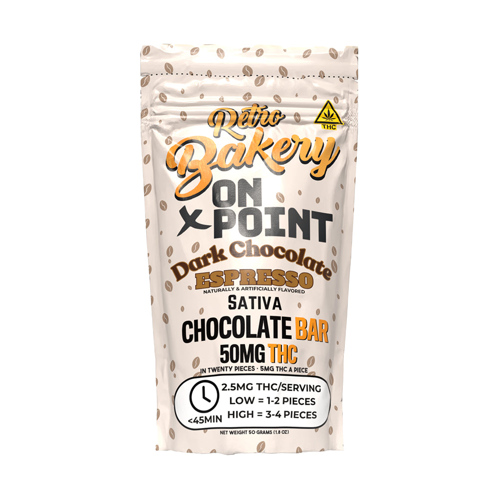 On Point / Retro Bakery 50MG THC DARK CHOCOLATE ESPRESSO CHOCOLATE BAR - 20 PIECES
