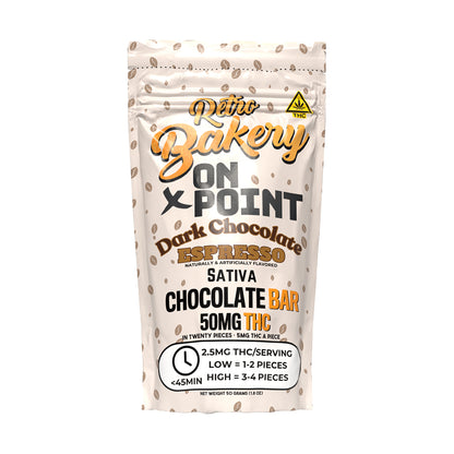 On Point / Retro Bakery 50MG THC DARK CHOCOLATE ESPRESSO CHOCOLATE BAR - 20 PIECES
