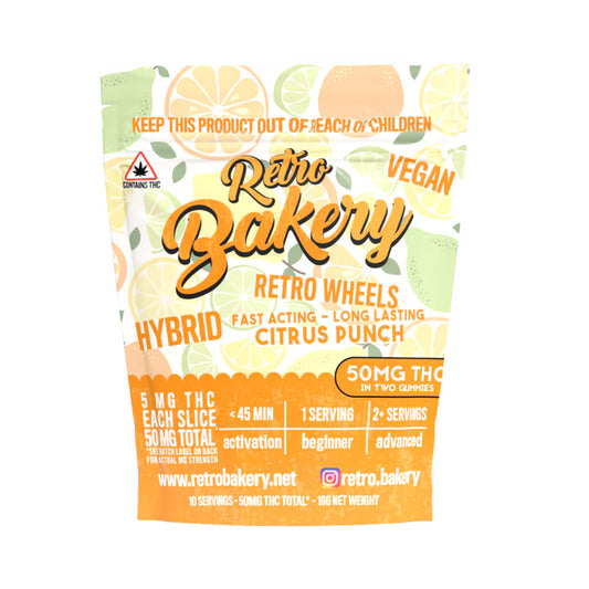 Retro Bakery 50MG FAST ACTING VEGAN THC GUMMY WHEELS - CITRUS PUNCH